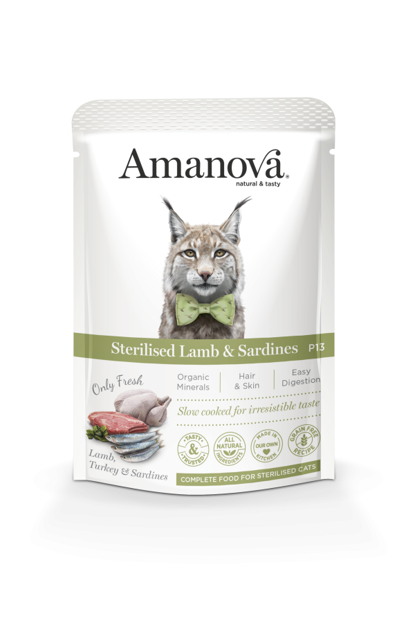 Amanova Cat Pouch Sterilized Grain-free Lamb&Sardine 85 gr.