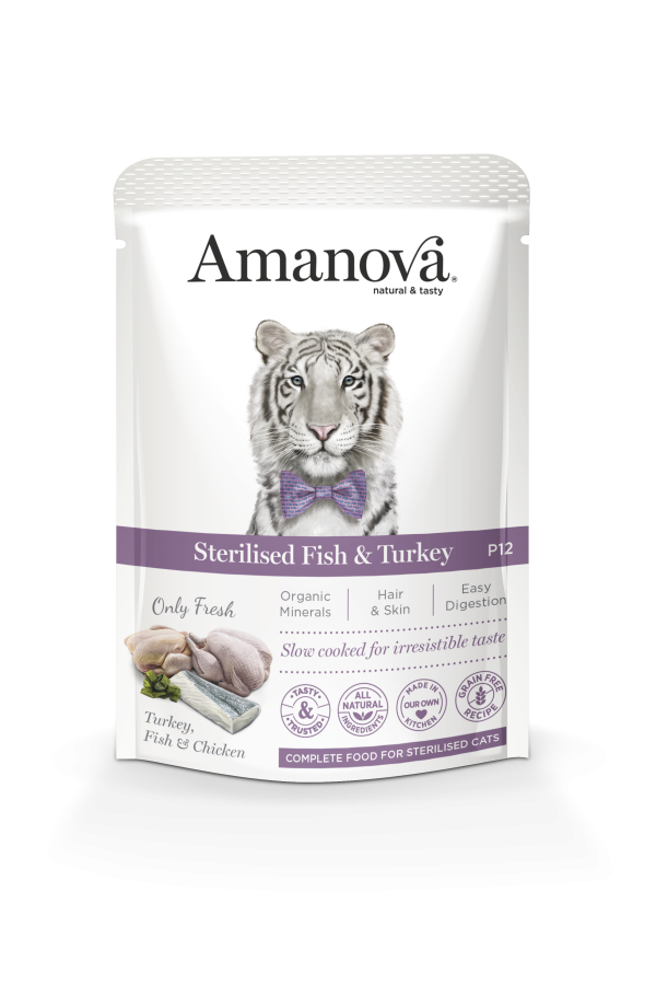 Amanova Cat Pouch Sterilized Grain-free White Fish&Turkey 85gr
